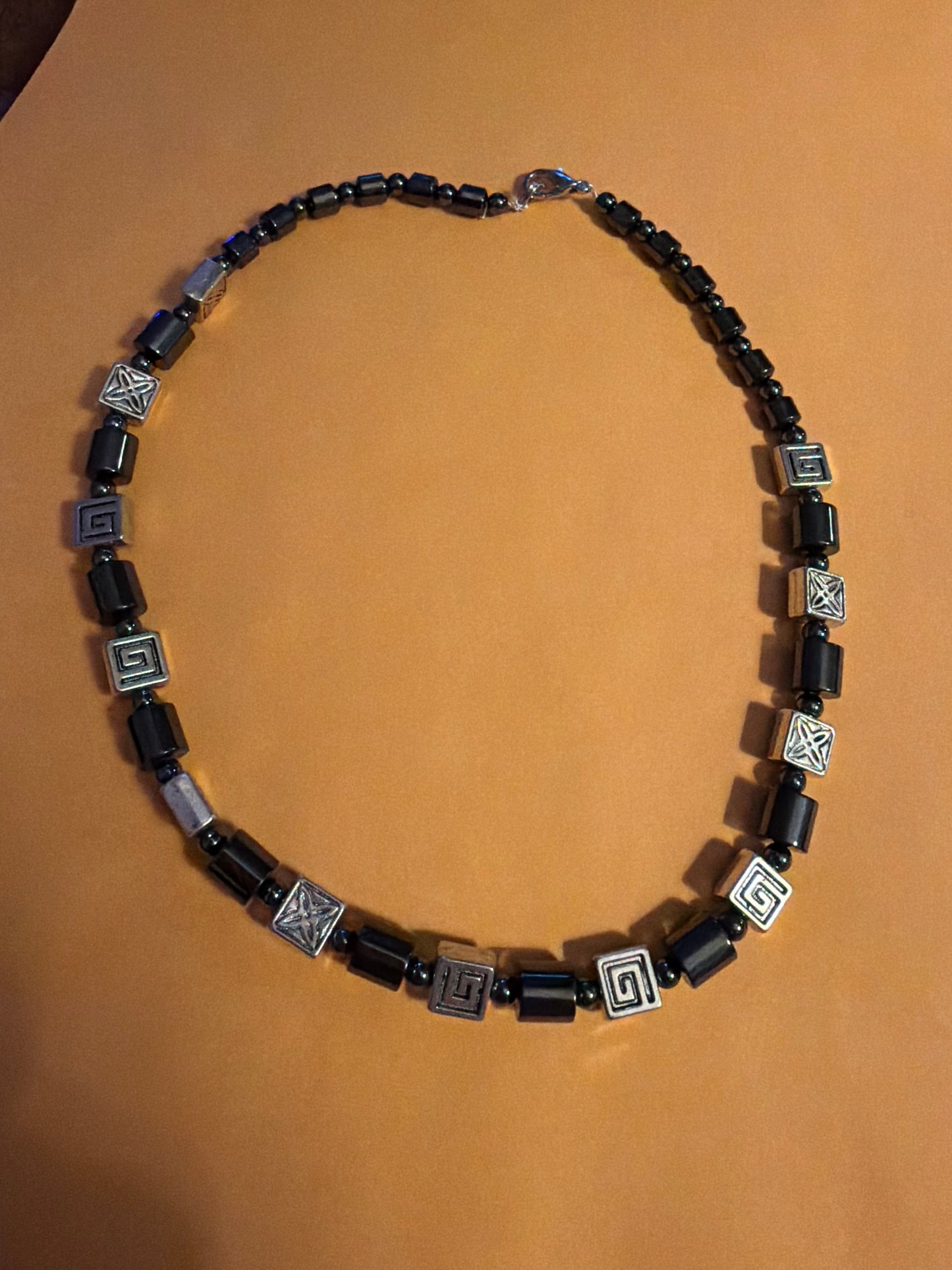Hematite and metal accent necklace