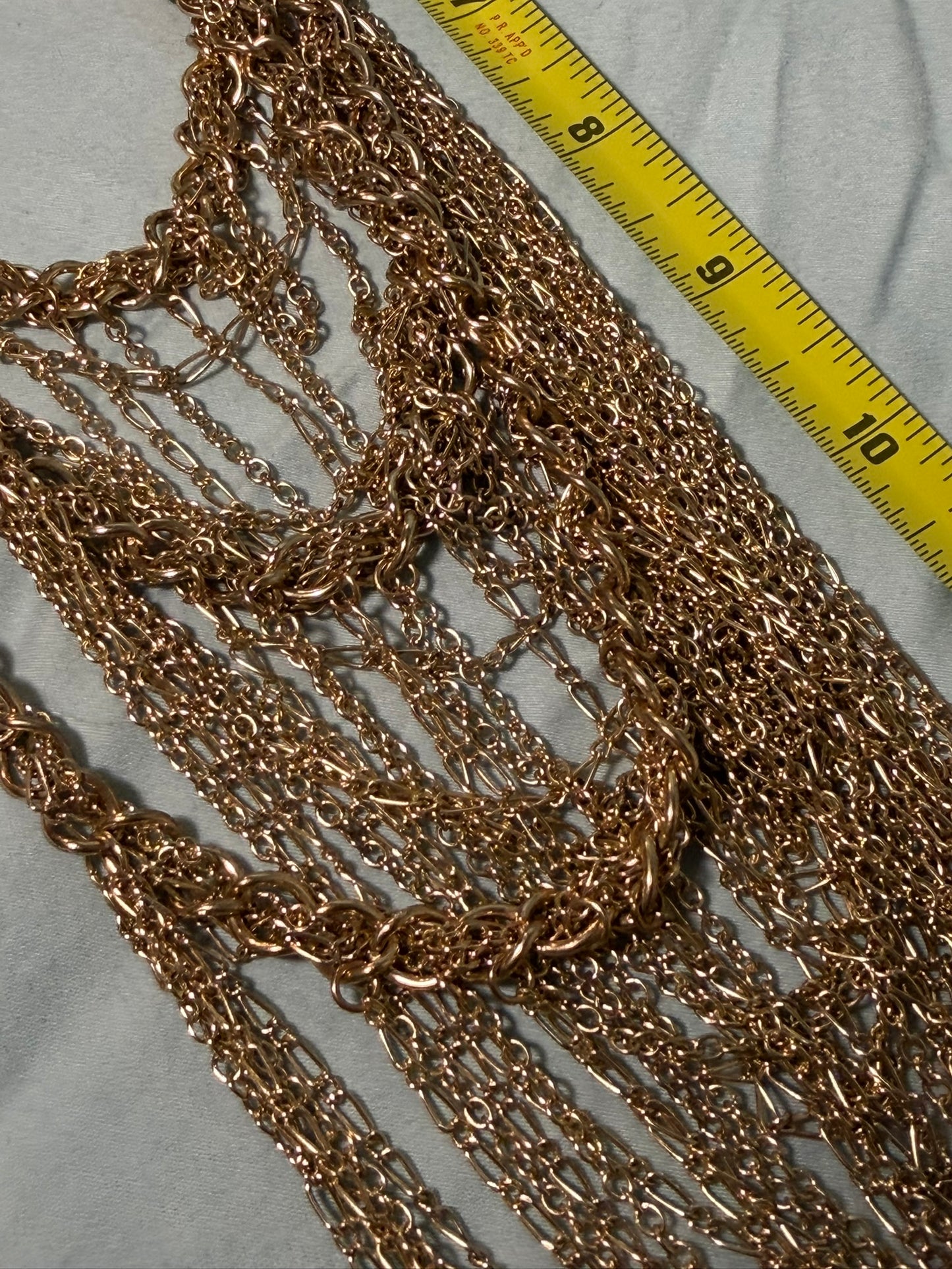 Dramatic Gold‑Tone Cascading Multi‑Strand Statement Necklace