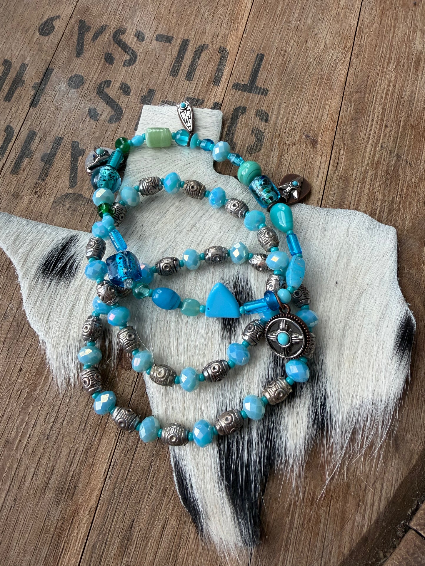 ✨ Handmade Turquoise & Blue Beaded Bracelet Set