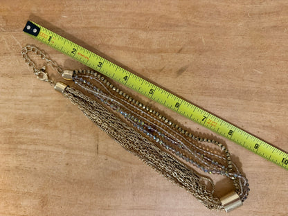 Elegant Multi‑Strand Gold‑Tone Beaded Statement Necklace