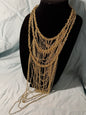 Dramatic Gold‑Tone Cascading Multi‑Strand Statement Necklace
