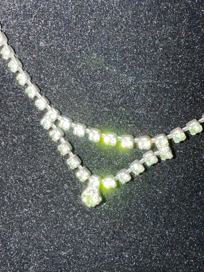 Silver‑Tone Rhinestone V‑Drop Choker – 14"