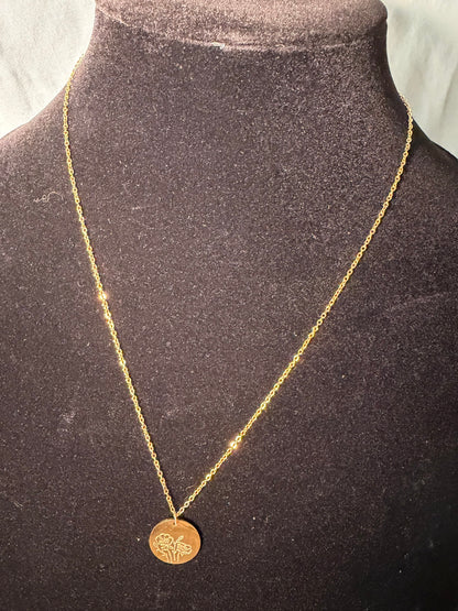 Gold‑Tone Heart Imprint Medallion Necklace