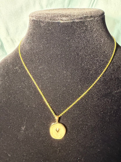 Gold‑Tone Heart Imprint Medallion Necklace