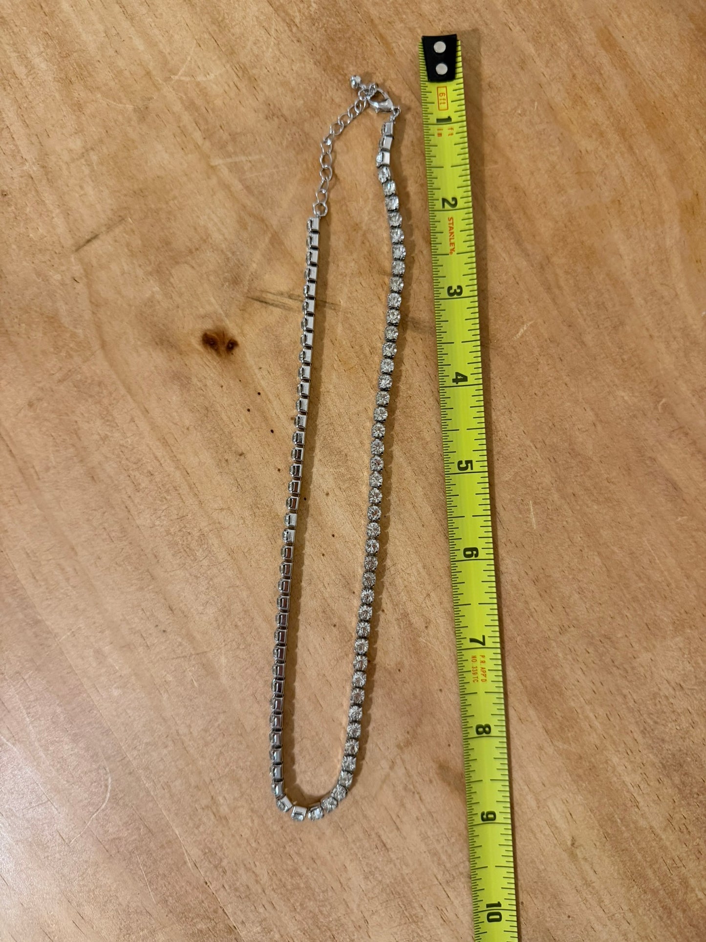 Classic Silver‑Tone Rhinestone Tennis Choker