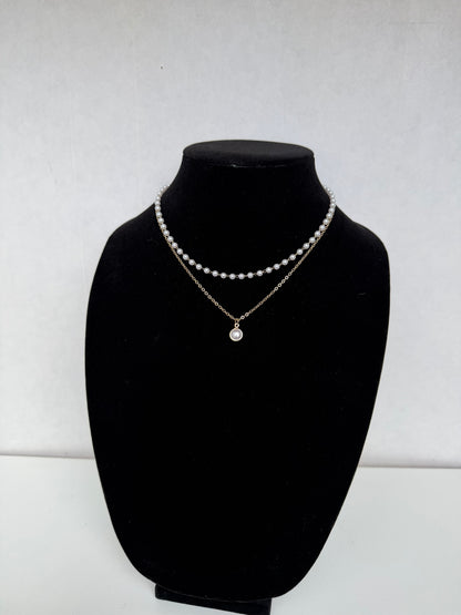 Layered Pearl &amp; Gold‑Tone Pendant Necklace Set