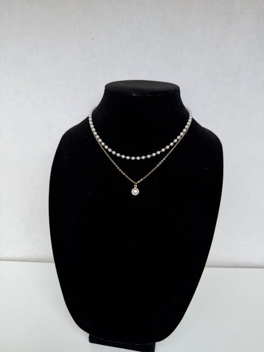 Layered Pearl &amp; Gold‑Tone Pendant Necklace Set