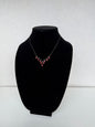 Silver‑Tone Rhinestone &amp; Red Marquise Drop Necklace