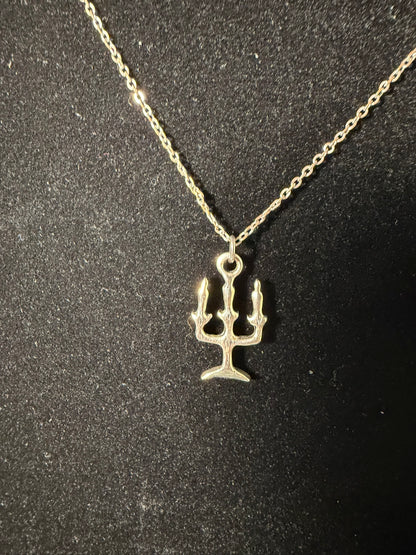 Gold‑Tone Candelabra / Three‑Candle Pendant Necklace