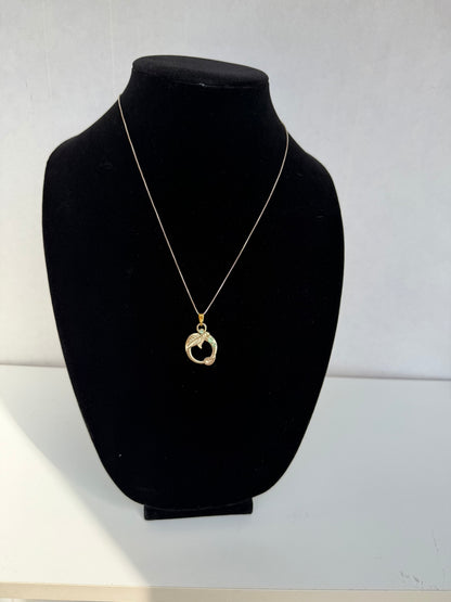 Gold‑Tone Open Heart Pendant Necklace With Textured Detail