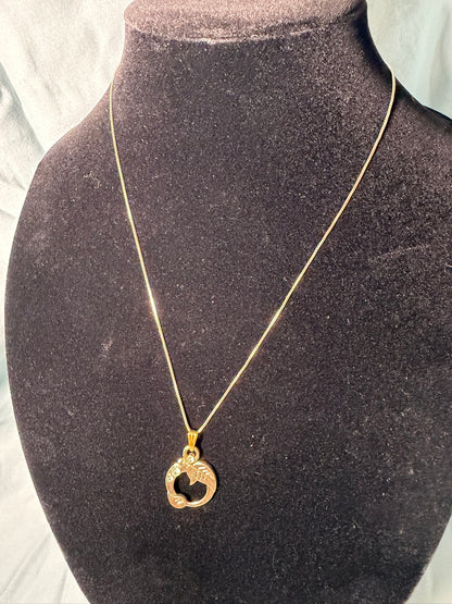 Gold‑Tone Open Heart Pendant Necklace With Textured Detail
