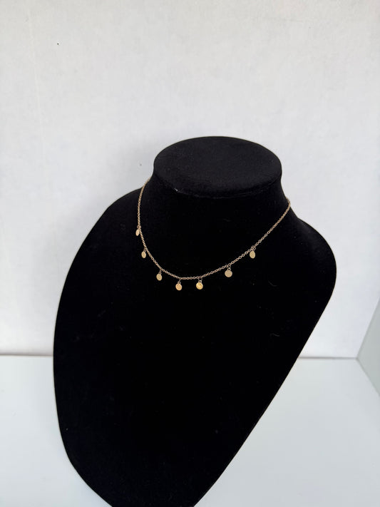 Gold‑Tone Dainty Disc Charm Necklace (Station‑Style Choker)