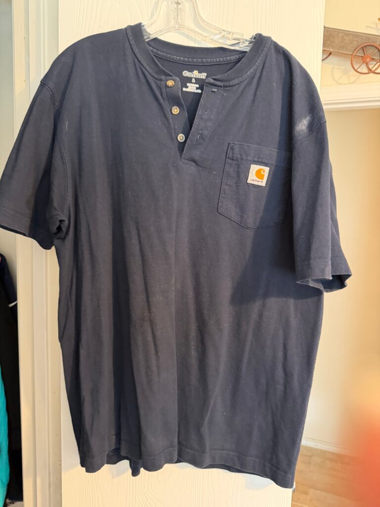 Carhartt Pocket Henley T-Shirt Men's Size L Navy Blue Short Sleeve Logo Patch Workwear
