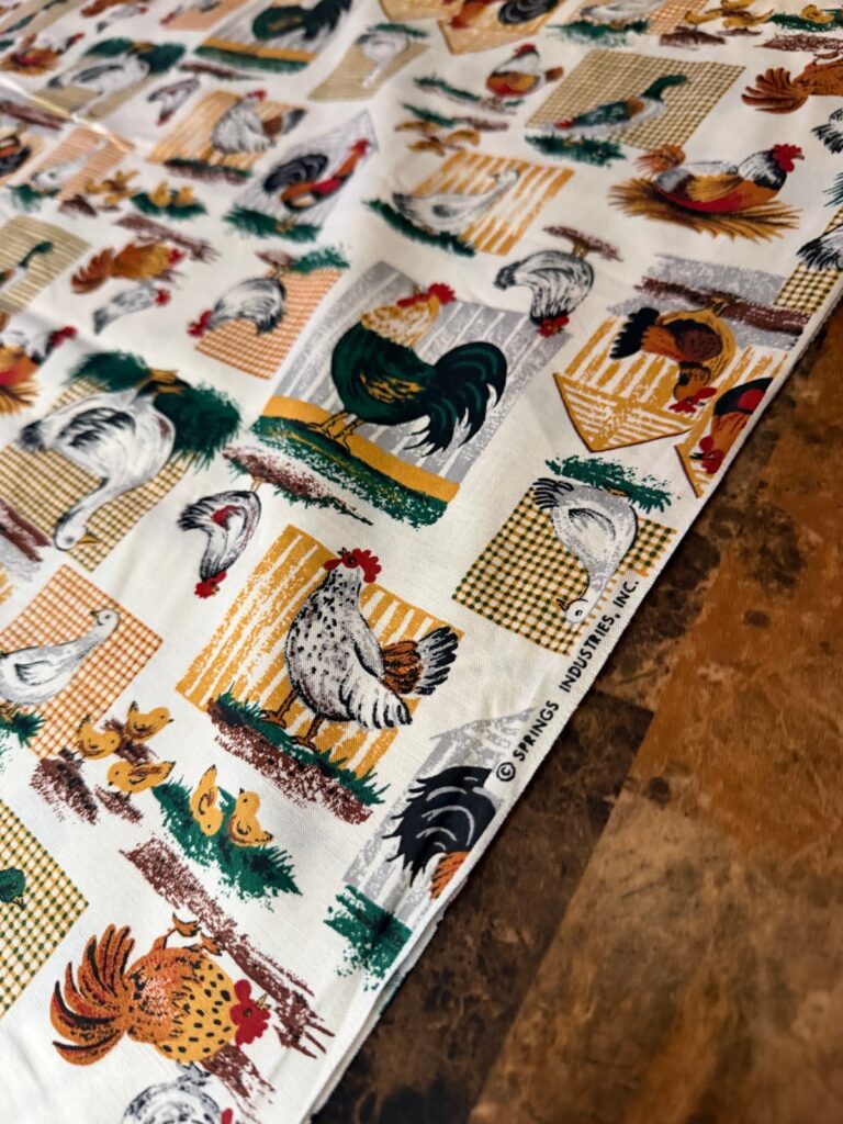 Vintage Springs Industries Country Farm Fabric  Roosters, Hens, Ducks- 5.2 Yards
