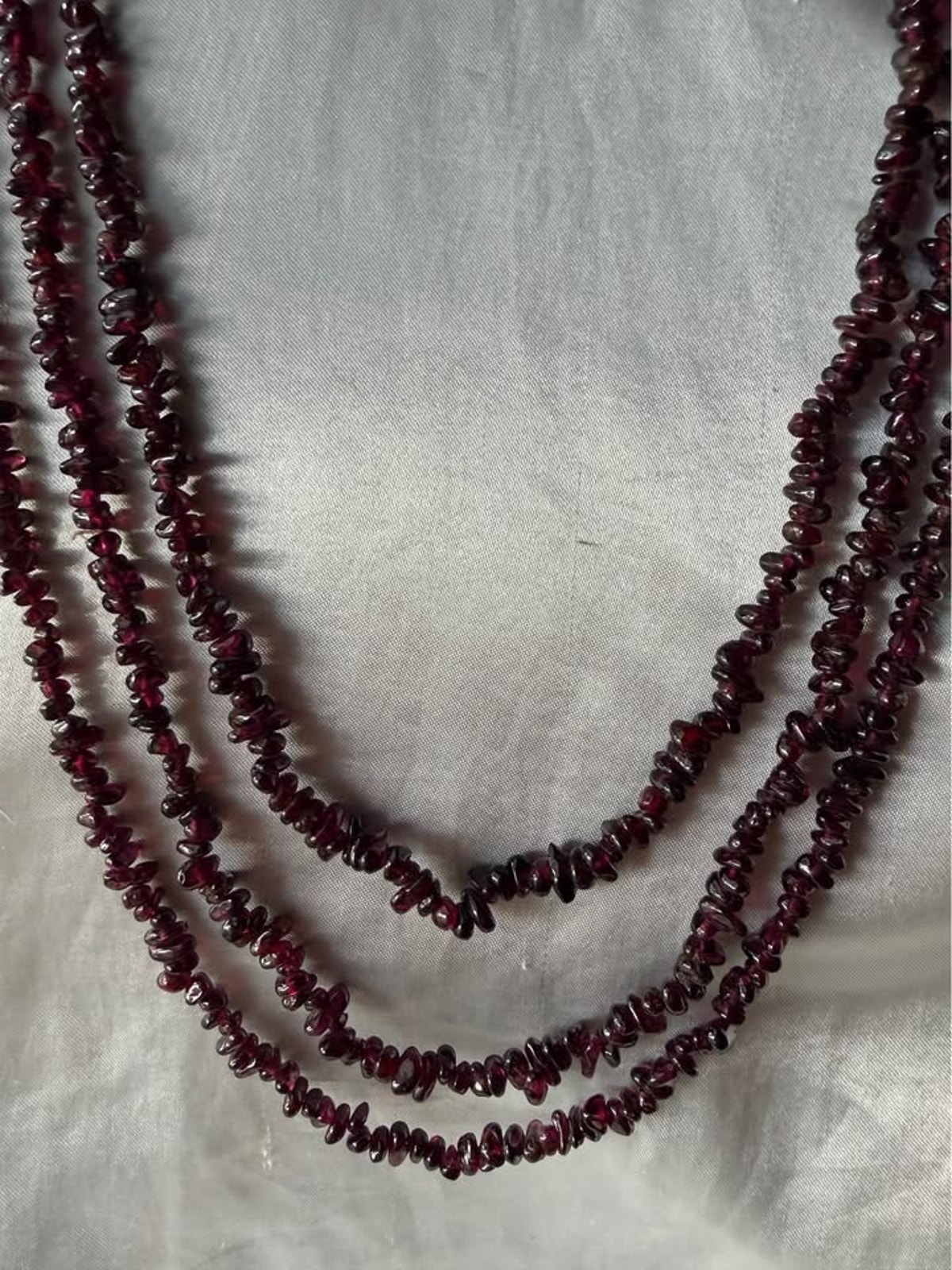 Vintage Lot of 3 Genuine Garnet Chip Bead Necklaces (CCC004)