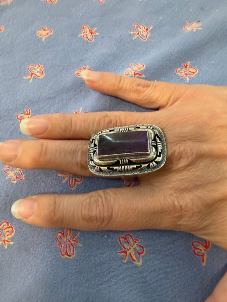 Vintage Sterling Silver Charoite Statement Ring Adjustable (CCC035)