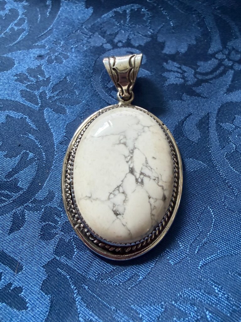Sterling Silver White Buffalo Pendant MRL002