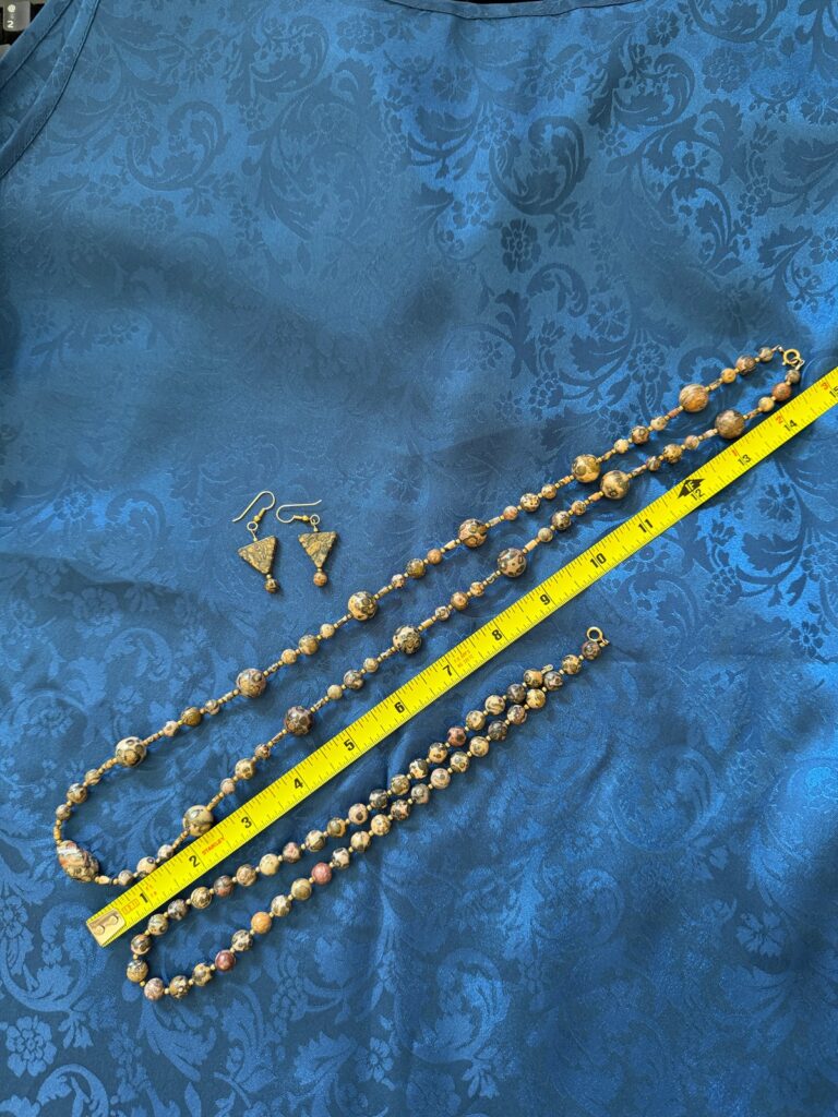 Leopard Skin Jasper Jewelry Set 2 Necklaces & Matching Earrings