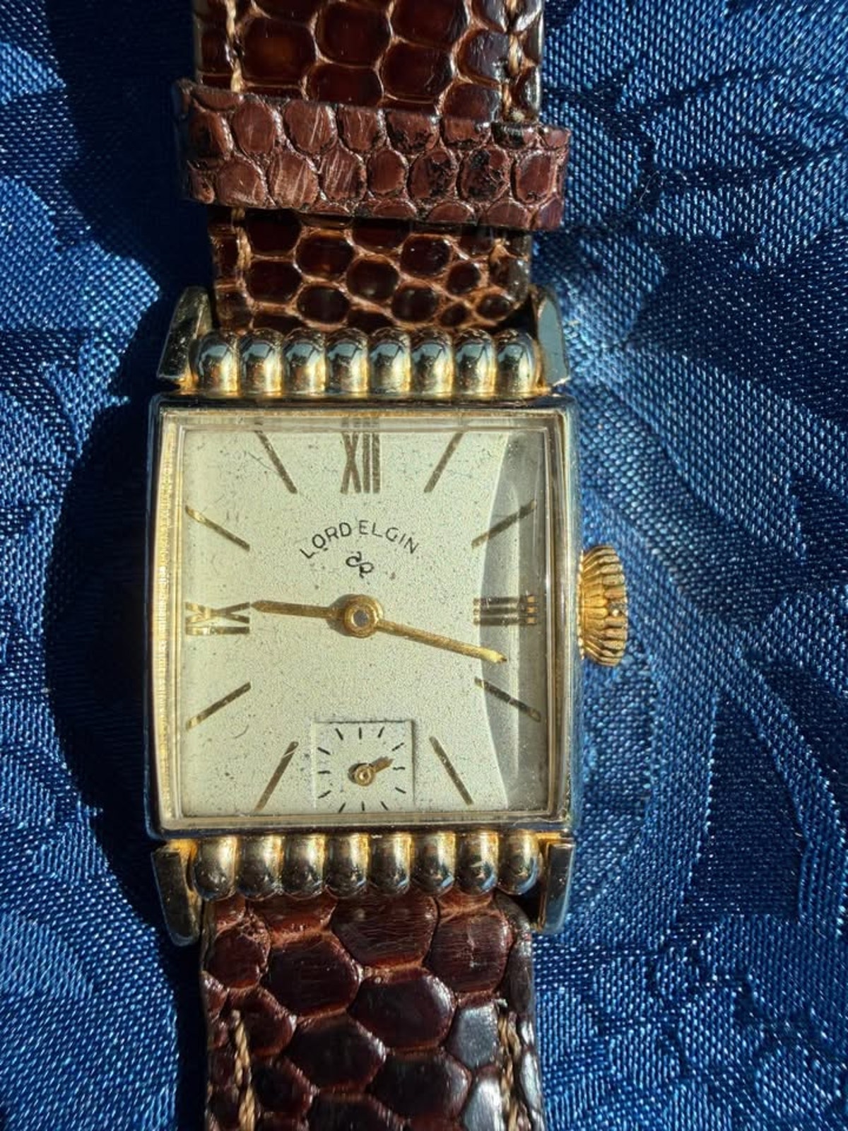 Vintage Lord Elgin 14K Gold Filled Tank Watch Running Estate Item (CCC071)
