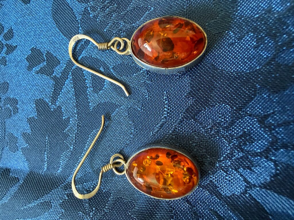 Sterling Silver Amber Drop Earrings MRL009